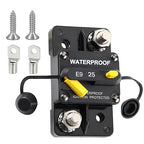 E93 Circuit Breaker Waterproof IP67 25A-300A Extended Surface Mount with 3/8" Diagonal Studs Hi-Amp Marine RV Truck Protector (25A)