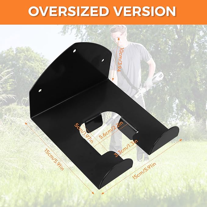 Weedeater Rack, 1 Pack Weed Eater Hanger, Weed Eater Rack for Wall, Heavy Duty Garden Tool Garage Organizer Trimmer Holder, Chainsaw Hanger Wall Mount(Black)