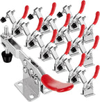 12 Pack 201B Toggle Clamps, Hold Down Clamp 220Lbs Holding Capacity Quick Release Horizontal Clamps with Rubber Pressure Tip for Woodworking Jigs and Fixtures, Welding, Drill Press, Crosscut Sled