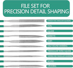 Millousong Hand File Set,Diamond Needle Files 6.3' /10 Shapes for Metal,Plastic,Wood,3D Printer Basic Suite for home and office with box