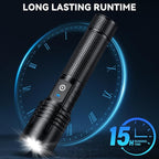 Flashlight Rechargeable LED High Lumens - 99,000 Lumens Super Bright Flashlights with 5 Modes, Adjustable，Waterproof Powerful Flash Light for Home, Camping(2 Pack)