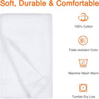Amazon Basics 100% Cotton Soft, Quick-Dry Absorbent Hand Towels, 8-Pack, White, 28" x 16"