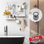 VUSIGN Pegboard Combination Wall Organizer Kit, 4 Pieces Pegboards and 17 Accessories Modular Hanging, Wall Mount Display Peg board Panel Kits for Bedroom, Home, Office, Bathroom, 22" x 22", White