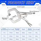 4 Pcs Locking C Clamp Set, Locking Pliers with Fixed and Swivel Pads, 6 Inch, 9 Inch, 11 Inch, Metal Tools Welding Clamps for Home Farm