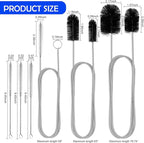 12pcs Flexible Drain Brush 78 Inch Pipe Cleaning Brush 63 Inch Drain Cleaner Brush 59 Inch Hose Brush and 3 Pcs 9 Inch Straw Cleaner Brush for Straws Kitchen Sink Plumbing Shower Drain Tube (Black)
