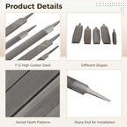 5 PCS Metal Files Set, Steel Hand File Kit, Triangular Flat Half-Round Files, T12 High Carbon Steel File for Woodworking, Metalworking, Jewelry, Plastic, DIY, Repair