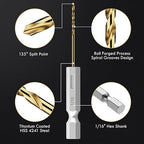 Hex Shank Drill Bit Set, 16Pcs 1/16" HSS Titanium Twist Drill Bit for Sheet Metal, Wood, Plastic, Quick Change Design