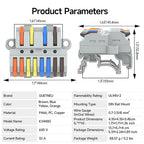 2Pcs Lever Wire Connectors, 4 in 8 Out, Push-in, Quick Wiring DIN Terminal Blocks, 0.7-2.5(4) mm², 600V 32A, 24Pcs Wire Ferrules Terminals & 4.72 Inch DIN Rail Included