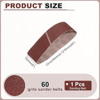 HARFINGTON 6 x 48 Inch Sanding Belts, 3 Pcs 60 Grits Aluminum Oxide Abrasive Belt Sander File Belt for Woodworking, Metal Polishing, Knife Sharpener