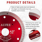 5 Pcs Diamond Saw Blades, 4-1/2'' Tile Cutting Blades for Angle Grinder, Glass Cutting Disc Grinder Blades for Cutting Porcelain Ceramic Granite Marble (Red)