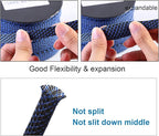 100ft - 1/4 inch PET Expandable Braided Sleeving – BlackBlue – Alex Tech Braided Cable Sleeve