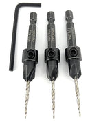 FTG USA Adjustable Wood Countersink Drill Bit Set 3 Pc #4 (7/64"") with Tapered Drill Bits for Woodworking