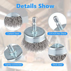 Rocaris 10-Pack Carbon Steel Wire Wheel, Cup, Pen Brush Set with 1/4-Inch Hex Shank for Rust Removal, Corrosion and Scrubbing Surfaces