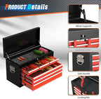 8-Drawer Rolling Tool Chest with Wheels, 2-in-1 Detachable Tool Box with Drawers and Large Cabinet, Rolling Tool Chest Storage Cabinet with Lockable for Warehouse, Garage, Workshop (BlackRed)