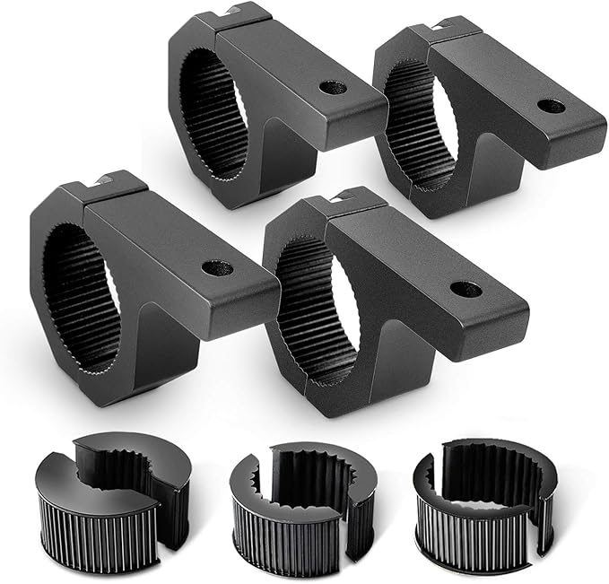 Nilight - 90020D 4PCS Mounting Bracket Kit LED Off-Road Light Horizontal Bar Tube Clamp Roof Roll Cage Holder,2 Years Warranty, Black