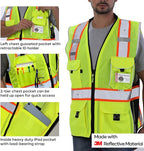 Neopelta Reflective Safety Vest Yellow Mesh, Made with 3M Reflective Tape, Heavy Duty Vest with ID pocket, Padded Neck, Yellow M