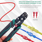 Twidec/100PCS Nylon Spade Connectors Kit 22-10 Gauge Quick Disconnect Fully Insulated Male and Female Wire Spade Terminal Assortment Kit and Wire Crimper Tool with Stripper Cutter