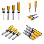 Flush Trim Router Set for Woodworking - Cabinet, Rabbeting, Tongue & Groove(Router Bit-1/4 Inch Shank-4 pcs Straight)