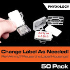 Heavy Duty, Strong 10-Inch Zip Ties and Reusable Label Boxes 50 Pk. Box Attaches to Sturdy Cord Bundler for Desk, PC and Desktop Cable Management. Great White Organizer for Cables, Wires and Equipment