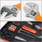 DNA MOTORING 18pcs Mechanic Home Repair Tool Set, Includes Pliers, Wrench, Hex Key, Screwdriver, Scissors, Tape Measurer, Mechanic repair set, w/Carrying Case, Orange/Black, TOOLS-00032