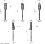 Carbide Burrs Set 5pcs, Double Cut Solid Carbide Rotary Burr Set 1/4" Shank for Die Grinder Drill,Metal Carving, Polishing,Engraving,Drilling by LU&MN