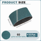 HARFINGTON 3-1/2 x 15-1/2 Inch Sanding Belts, 15 Pcs 60 Grit Zirconia Abrasive Belt Sander File Belt for Woodworking, Metal Polishing, Knife Sharpener