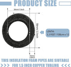 Amylove 12 Pcs 3.3 Feet Foam Pipe Insulation Foam Tube Insulating Water Pipe Pool Swim Noodles Heat Preservation Pipe Covers for Tubing Outdoor Freeze Protection (Black,1.5 Inch)