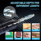 Countersink Drill Bit Set 5 pc,3in1 Woodworking Counterbore Hole Drill Bits,Tapered Countersink Bit,Depth Adjustable M2 Pilot Drill Bits, 82-Degree Chamfer, 1/4”Hex Shank
