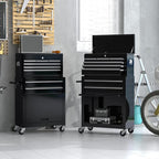 Rolling Tool Chest - 8 Drawers Tool Box Organizer with Lockable Wheels, Sliding Drawers, Detachable Top Tool Box - Tool Storage Cabinet for Garage Workshop, Black