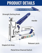 WORKPRO 4-in-1 Staple Gun, Manual Brad Nailer with 2000 Counts Staples, Upholstery Stapler Nail Gun for Fixing Material, Decoration, Carpentry, Furniture, Doors and Windows