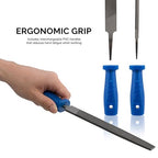 Neiko 00109A Metal File and Rasp Set | 12 Piece, 10, 8, and 6 Inch Extra Slim Flat, Half, Mill, and Round Files Set | Non Slip PVC Handle, Wood File | Heat Treated Carbon Steel Two Way File
