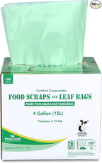 ProGreen Compostable Trash Bags, Extra Thick, Compost Kitchen Bin Bags, Food Scraps Yard Waste Bags, ASTM D6400 BPI and TÜV AUSTRIA Certified (4 Gallon, Pack of 100)