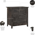 Bush Furniture Key West 2 Drawer Lateral File Cabinet in Dark Gray Hickory | Document Storage for Home Office | Accent Chest with Drawers