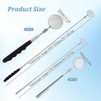 3 PCS Inspection Mirror, Telescopic Mechanic Mirror, Comfortable Grip, 360 Degree Rotation for Technicians Mechanics Contractors to Inspect and Observe (Round)
