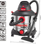 Shop-Vac 8 Gallon 6.0 Peak HP Wet/Dry Vacuum, Stainless Steel Tank, Portable Shop Vacuum with Multifunctional Attachments for Jobsite, Garage & Workshop. 5989400