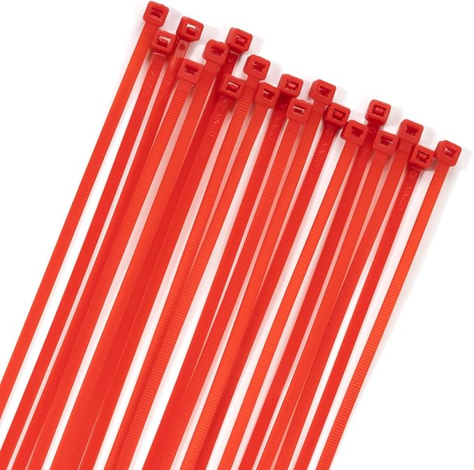 XINGO 100PCS Cable Zip Ties Heavy Duty, Premium Nylon Plastic Wire Ties with 50 Pounds Tensile Strength, Self-Locking Black Nylon Zip Ties for Indoor and Outdoor (16 inch, Red)