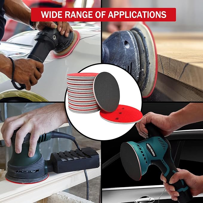 16Pcs 5 Inch Sanding Sponge Disc Hook and Loop 180-3000 Grit Wet Dry Sanding Pads, Drywall Sandpaper Blocks for Wooden Drywall Sheetrock and Metal Glazing