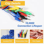 5PCS Multimeter Banana Plug to Crocodile Alligator Clip, 4mm Stackable Colorful Silicone Banana Plug to Alligator Clip, Soft Flexible Electrical Test Probe Lead Wire Cables 1M