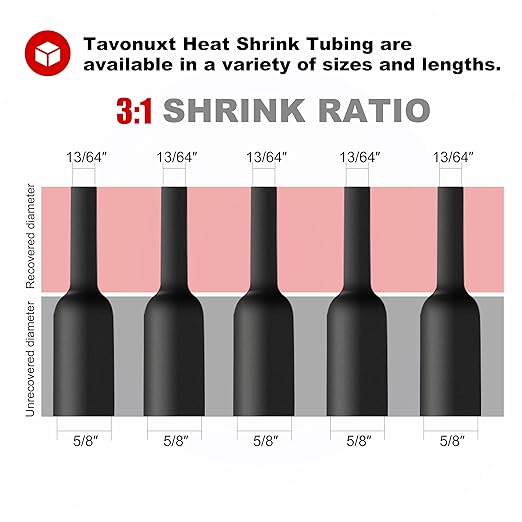 5/8" 65ft 3:1 Heat Shrink Tubing with Adhesive Lining - Marine Grade, Ideal for Home, Automotive, and Industrial Use - Black