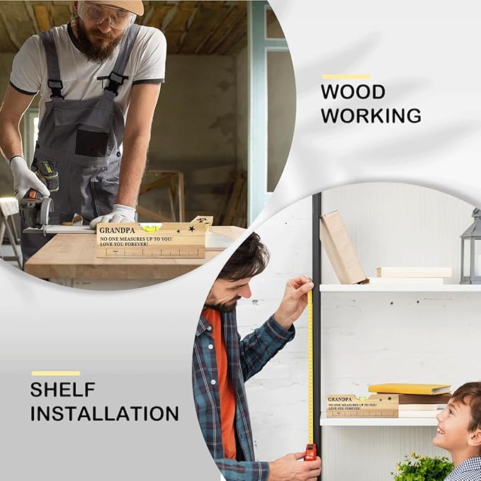 Fathers Day Birthday Gifts for Grandpa Dad from Daughter Son Wife Wooden Spirit Level Valentines Christmas Thank You Gifts Ideas for Daddy New Dad Grandpa Papa