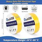 100 Rolls Yellow Electrical Tape Bulk 3/4 Inch x 66ft, Waterproof Vinyl Electric Tape High Temp Insulation Tape for Electrical Protection Home Outdoor Electric Insulating Wire Wrapping