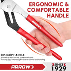 ARROW 3-Piece Groove Joint Pliers Set, Adjustable Water Pump Pliers Set (8", 10", 12") with 5 & 7 Jaw Positions, Serrated Jaws and Comfort Dip-grip Handle, for Plumbing Repair & Home Maintenance