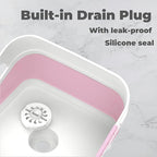 Wash Basin for Baby Bottles, Foldable, Versatile Wash Tub for Kitchen, RV, Outdoor Camping Sink, Sturdy & Easy to Clean, Space Saving Plastic Dish tub (Pink)