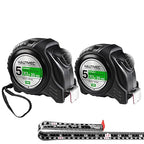 HAUTMEC Tape Measure 5m/16ft Auto-Lock with Dual Metric & Imperial Scale, Easy to Read Nylon Coated Measuring Tape for Construction, Carpentry, Contractors, Engineers, DIY, HT0100-2PC
