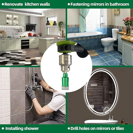 Diamond Core Drill Bit Kit - 6/8/10/25/28/32/35/45/50/65mm Triangle Shank +4/5"(20mm) Finger milling Bit Tile Hole Saws for Drilling/Enlaging Porcelain Ceramic Tile Granite Marble Stone