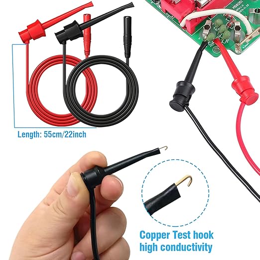 25PCS Multimeter Test Leads Kit, Test Leads Set with Replaceable Alligator Clips,Wire Piercing Probes, Alligator Clips,Test Hook Clips,Test Tweezer for Digital Electrical Multimeter Testing