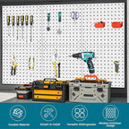 6 Pack Steel Peg Board,Universal 1/8 and 1/4 Pegboard Accessories,Ideal for Garage Tool Storage, Office Organization, Craft Room, Kitchen etc. (White, 6-12X12)