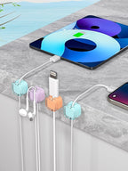 Magnetic Cable Clips, Adjustable Cord Holder Management, Adhesive Wire Keeper Organizer for Home Office Desk Phone PC Car Wall Desktop Nightstand Appliance (8-Pack Crystal Multicolor)
