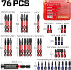 76 pieces Impact Screwdriver Bits Set, Magnetic S2 Steel Multi Insert Power Bits Tips with Impact Bit Holder with Storage Box（PH/TORX/SQ/PZ/HEX/SL）