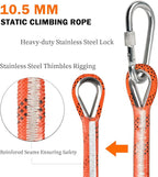 AOLEBA 10.5 mm Static Climbing Rope 10M(32ft) 20M(64ft) 30M(96ft) 50M(160ft) 70M(230ft) Outdoor Rock Climbing Rope, Escape Rope Ice Climbing Equipment Fire Rescue Parachute Rope